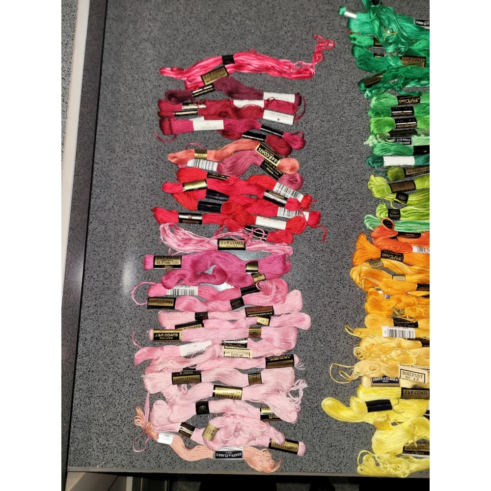 Lot of 146 Coats & Clark Embroidery Floss Skeins 18 Variegated Cross Stitch New